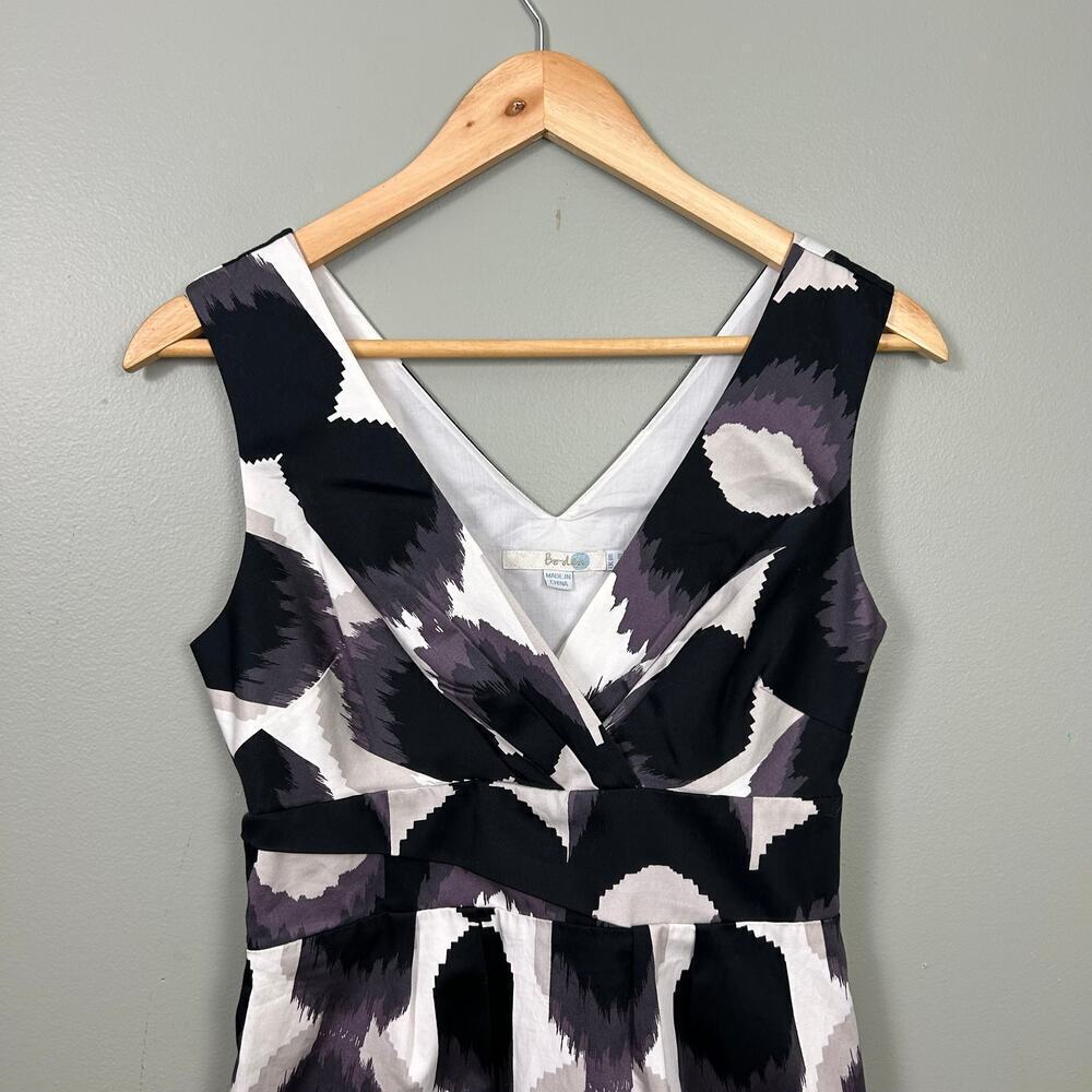Boden Ikat Sheath Dress Knee Length Professional Sleeveless Black White 4 Small - Picture 3 of 6